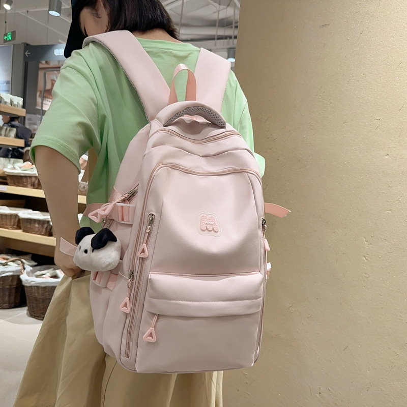 Schoolbag Junior High School Girls High Color Value Large Capacity Spine Protection Backpack High School Students Primary School Simple Backpack Women Schoolbag Junior High School Girls High Color Value Large Capacity Spine Protection Backpack High School Students Primary School Simple Backpack Women