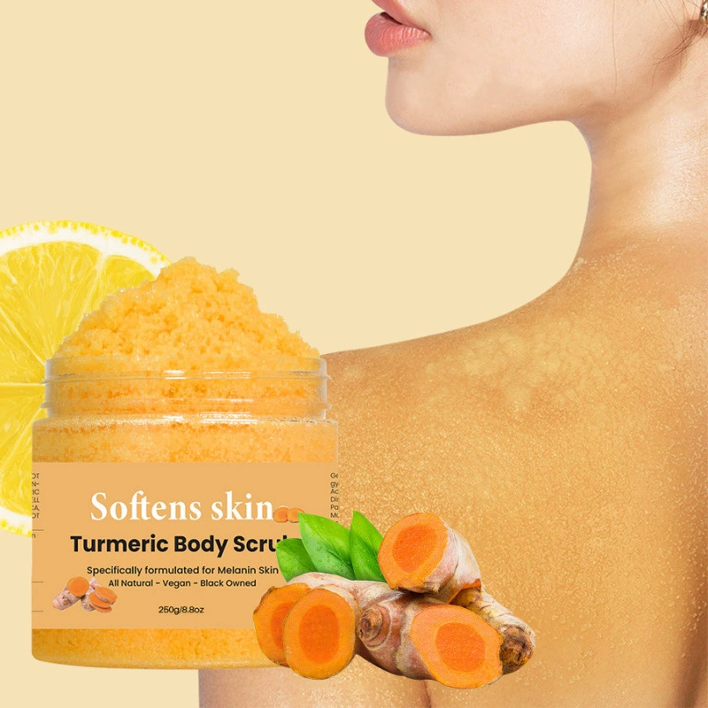Трансграничный экспортный скраб с куркумой, 250 г, антиоксидантный отшелушивающий очищающий скраб для ухода за телом