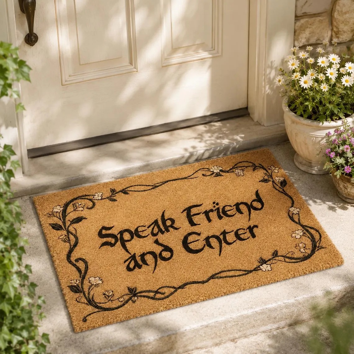 American-style minimalist letter pattern faux coconut palm floor mat, outdoor entrance doormat, non-slip dirt-resistant floor mat, direct from the factory