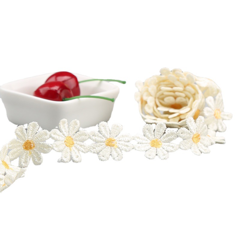 pétalos de color accesorios de encaje de encaje soluble en agua borde de encaje accesorios de decoración de sombreros decorativos hechos a mano flores multicolores