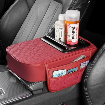 Armrest box pad pad car center armrest tissue - thousand-bird-pattern-volcanic-red