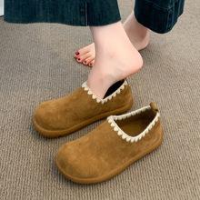 复古勃肯鞋女2025新款秋季全包软皮软底一脚蹬懒人豆豆鞋博肯单JX