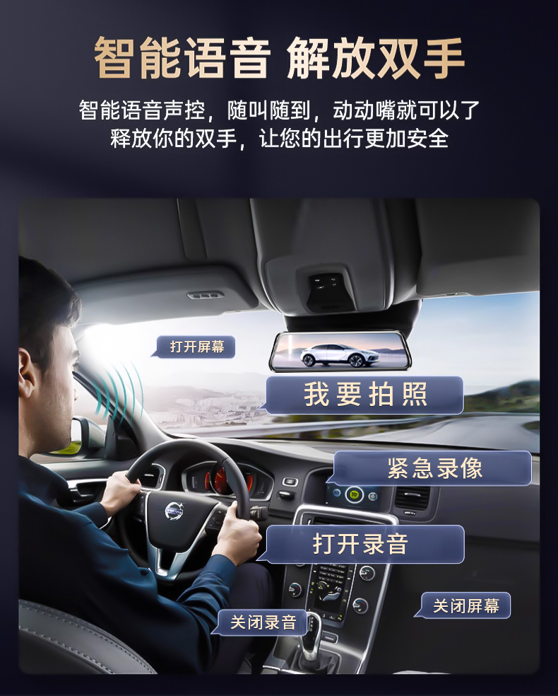 Renwoxing Car Recorder Remote Monitoring New Wireless Streaming Rearview Mirror Front and Rear Navigation