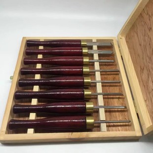 Hot Sale High Speed Steel Wood Lathe Tool Set 8Pcs Red Wood Handle Lathe Tool Mini Wood Lathe Engraving Knife Set