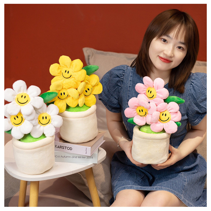 Decoración de flores de sol de peluche decoración del hogar en línea muñeca de cintura muñeca creativa de plantas muñecas en maceta