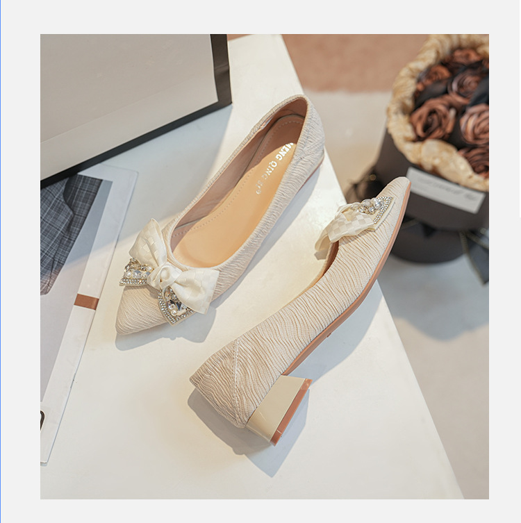 Damslippers med spetsig tå mångsidiga platta pumps_voghion.com