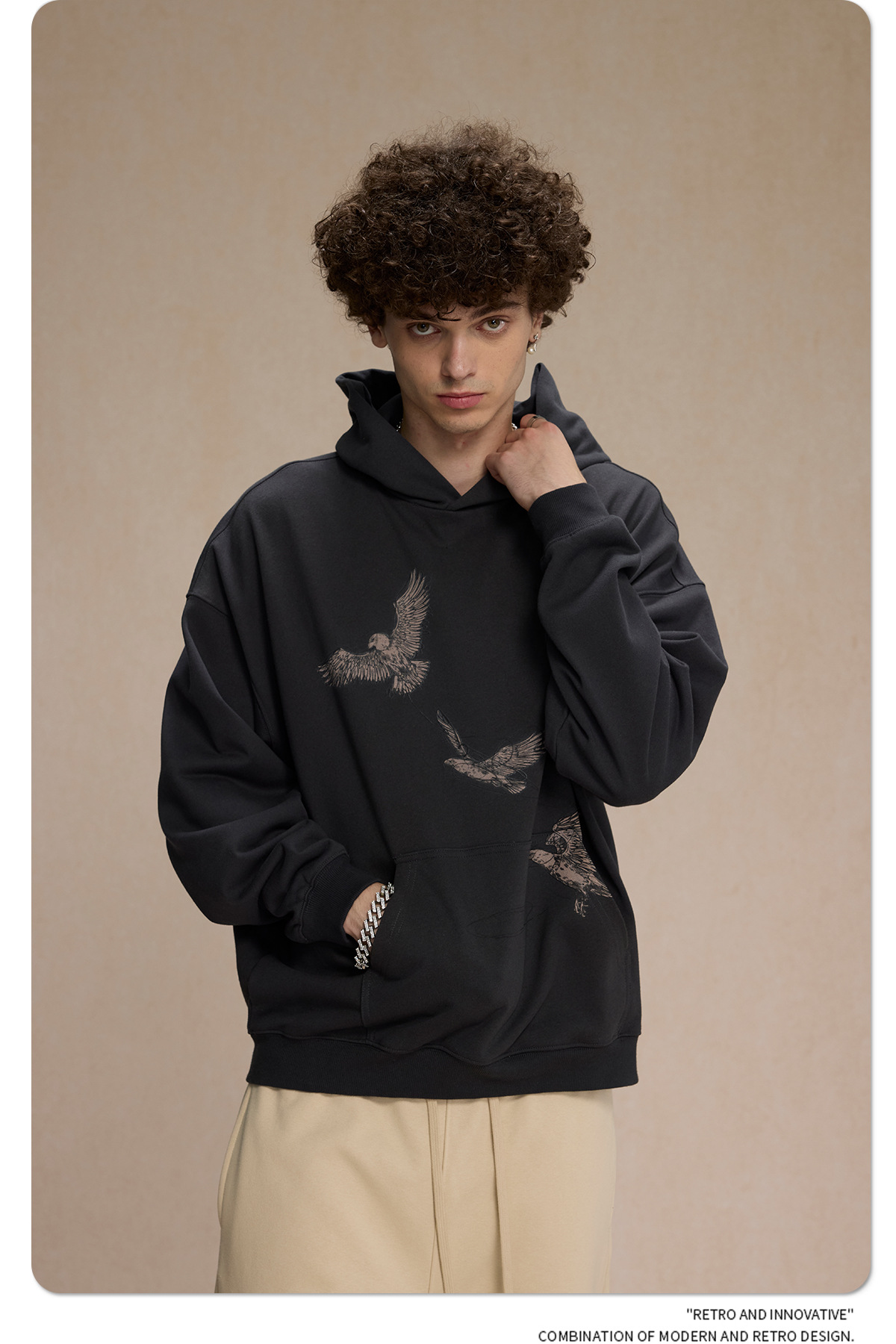 2024 New Product 430g White Ink Digital Direct Spray Printed Men's Trendy Brand Loose Hoodie for Couples_voghion.com