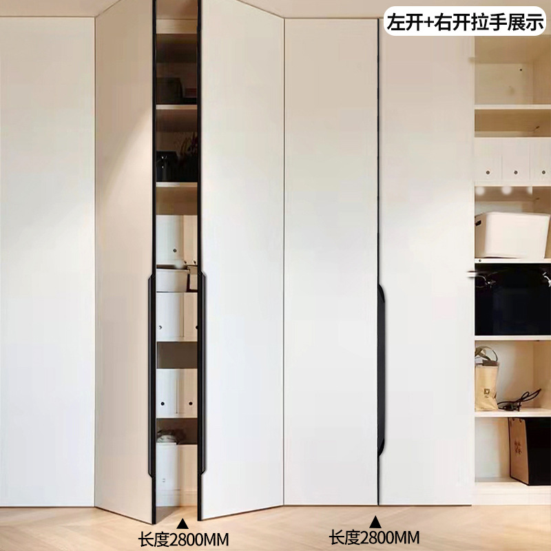 Slot-free invisible thumb handle embedded wardrobe handle black simple extended cabinet door strip handle wholesale