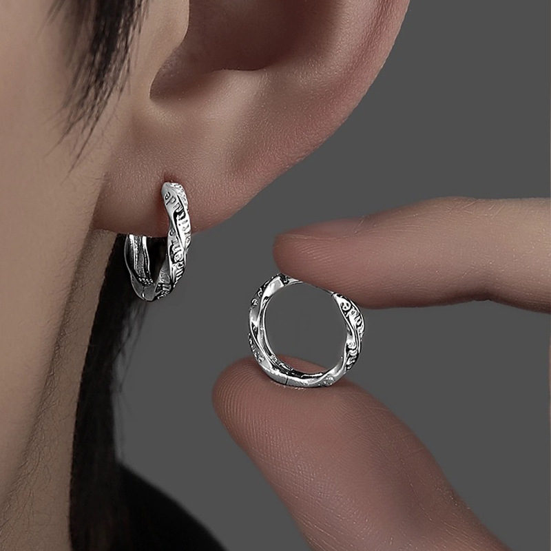 Mobius Earrings Men's English Letter Color-free High-end All-match Accessories Women's 2024 New Simple Jewelry