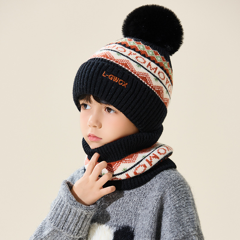 Sombreros de lana para niños, niñas y niñas, cuello de otoño y invierno, sombreros de punto cálidos azules, sombreros de cuello para bebés a prueba de viento image 4