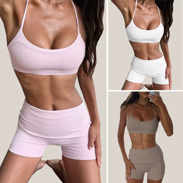 European and American Style Yoga Sports Bra for Women, Shockproof, Supportive, Cross-Border, Waist-Lifting, Quick-Dry, Fitness Shorts
