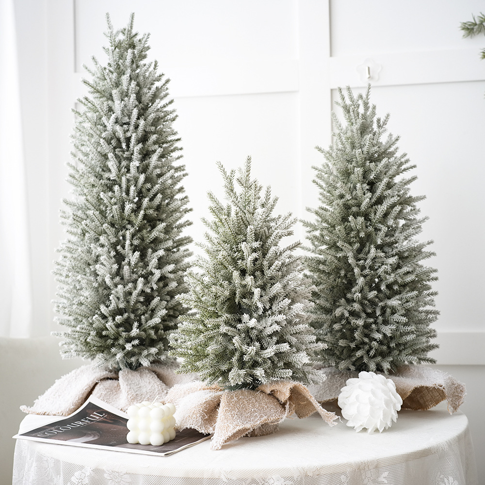 Decoración coreana del árbol de Navidad de escritorio PE flocado árbol de Navidad verde árbol de Navidad ventanas de decoración de la fiesta