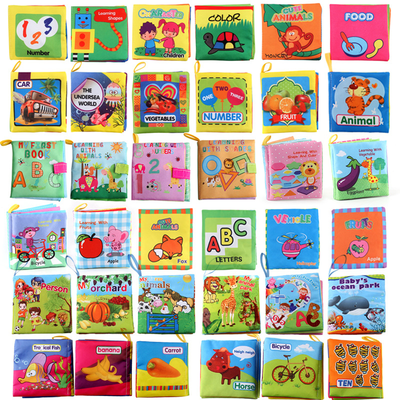 Foreign trade three-dimensional baby cloth book, early education toy, tear-resistant palm book, early education cognitive baby cloth book, 1 set of 6 books