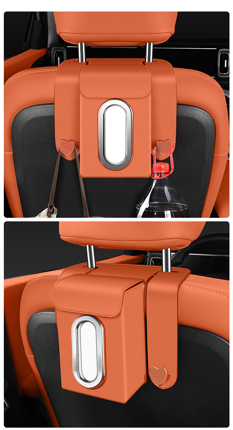 New Car Tissue Box Seat Back Hanging Tissue Bag Storage with Hook Strong Load-Bearing Car Rear Seat Hook Wholesale