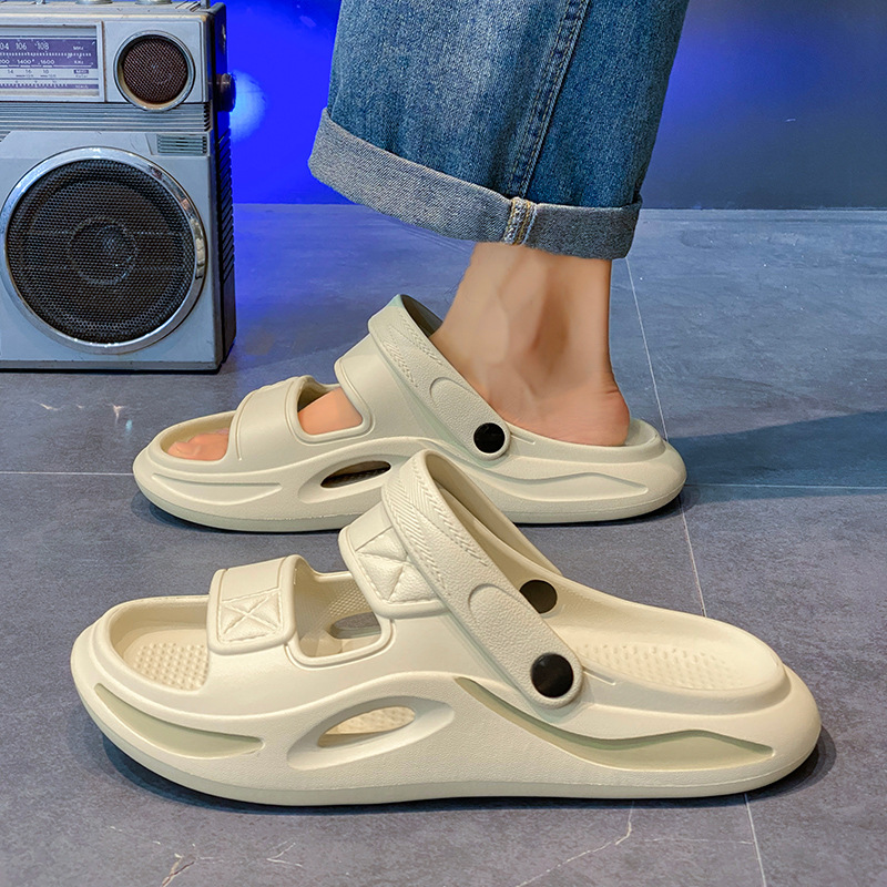 Zapatillas 2025 verano nuevo estilo hombre tendencia todo-fósforo casual hombre cómodo suela gruesa pisando mierda chanclas de alto valor