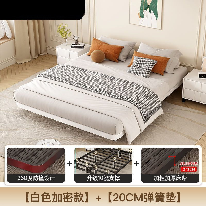 日式简约无床头悬浮床架子龙骨架家用铁艺床加厚可单人双人铁架床|undefined