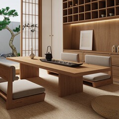 日本式畳原木茶卓禅意シンプル低卓座地小茶何全実木茶テーブルと椅子の組み合わせ