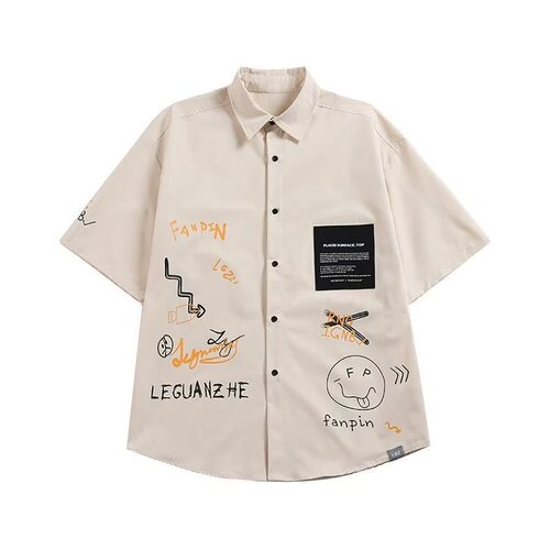 High-quality cool silk cotton Hong Kong style summer shirt, trendy brand boys' 13-16 years old floral shirt, thin jacket for outdoor wear