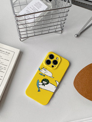 Cute cartoon cat fishing film soft case for Apple 15 Pro iPhone case, 14 Pro/13 Pro/12, hard case