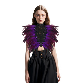 Party cosplay Gothic style feather shawl for women fake collar makeup nightclub stage runway role-playing Halloween clothing accessories 