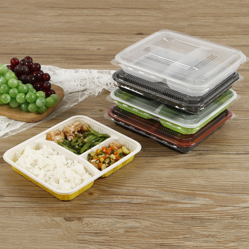五格の使い捨てプラスチックのファーストフードの弁当箱三格のテイクアウトの弁当箱は4格のppの弁当箱を加熱することができます。|undefined