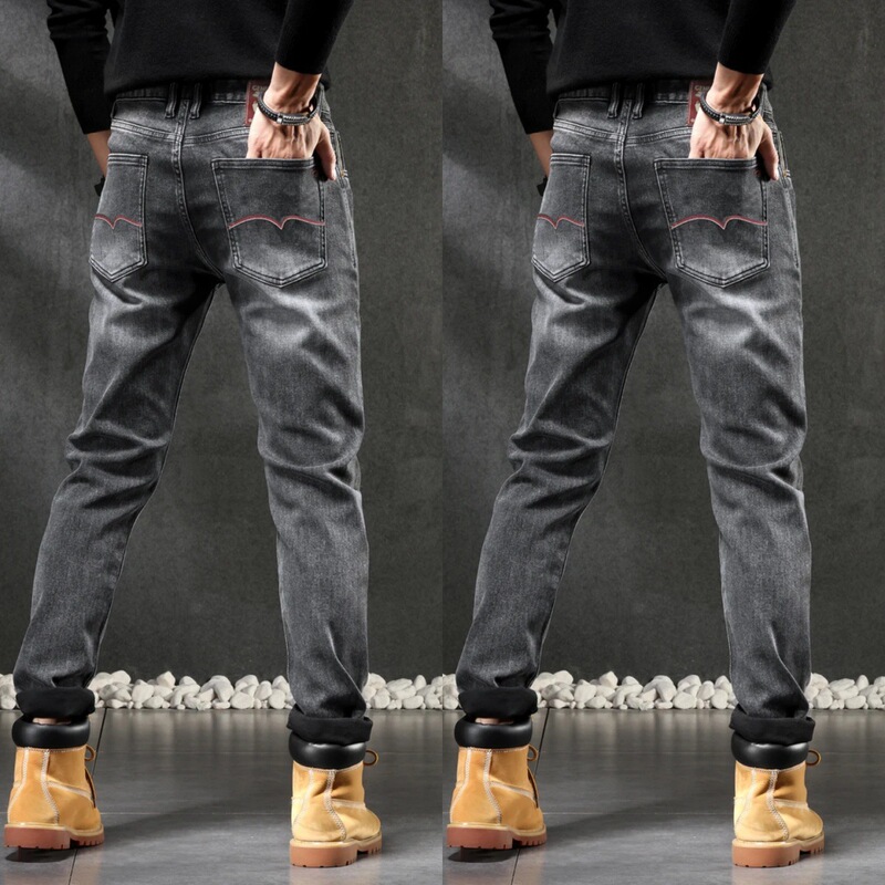 New Autumn Men's Retro Style Casual Pants Black Warrior Series Slim Fit Versatile Comfortable Stylish Straight-Leg Jeans