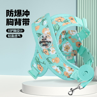 X-Type Anti-Stranglehold Pet Outdoor Harness Traction Rope Explosion-Proof Vest-Style Printed Canvas Dog Harness
