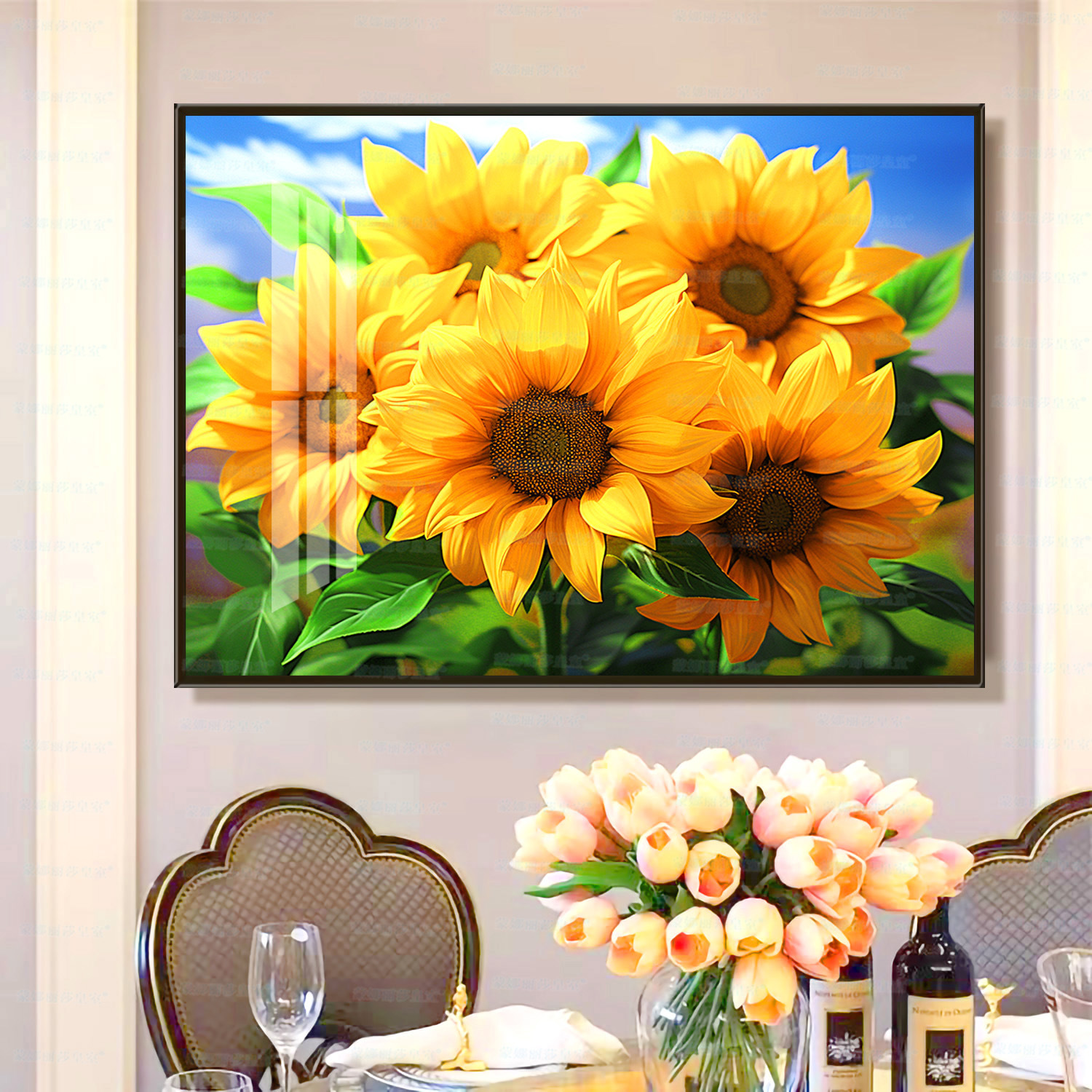 [Algodón importado] Mona Lisa Real Bordado de Girasoles Flores de Sol Edición actualizada Nuevo bordado de hilo hecho a mano image 4