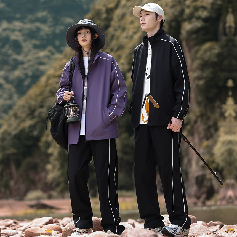 Primavera y otoño juego deportivo casual hombre chaqueta de cuello al aire libre pantalón recto hombre personalizado dos piezas de ropa deportiva transfronteriza