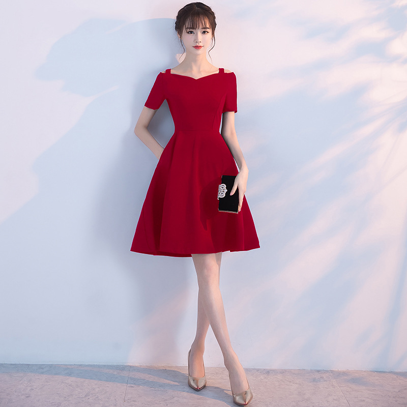 Sexy short red evening dress for bride