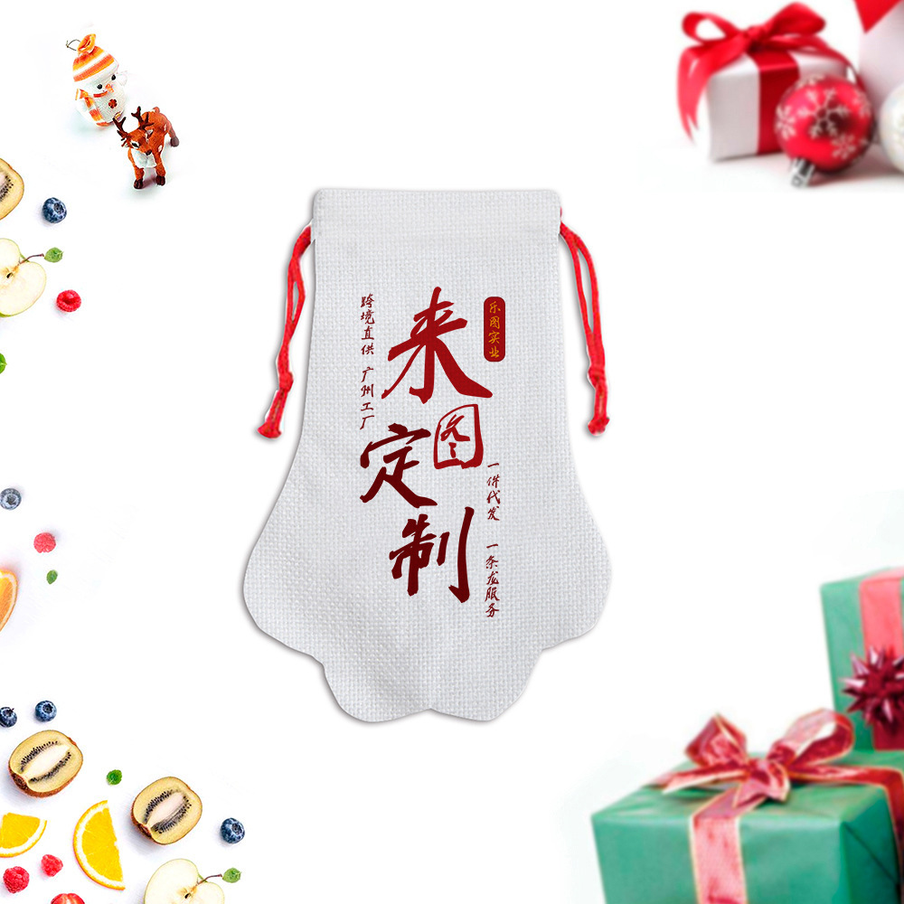 300 gramos de algodón personalizado garra de perro bolsillo de cuerda de dibujo bolsas de caramelo de decoración de Navidad colgante xqds0082a