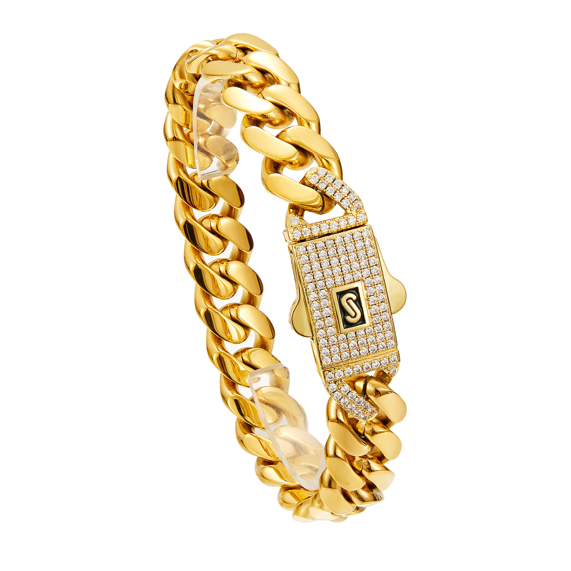 Solid Color Pattern Hip-Hop Classic Style Solid Color 304 Stainless Steel Polishing Plating Inlay Zircon 18K Gold Plated Men's Necklace Men Chain Necklaces