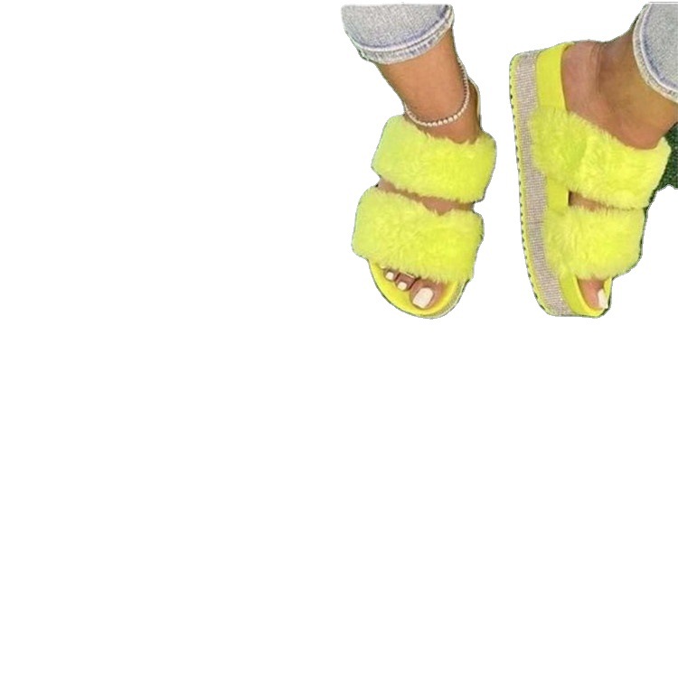 2021 nuevos zapatos de mujer de comercio exterior zapatos de mujer transfronterizos sandalias de plataforma de diamantes de imitación de felpa zapatos de mujer Zapatillas peludos zapatos de mujer