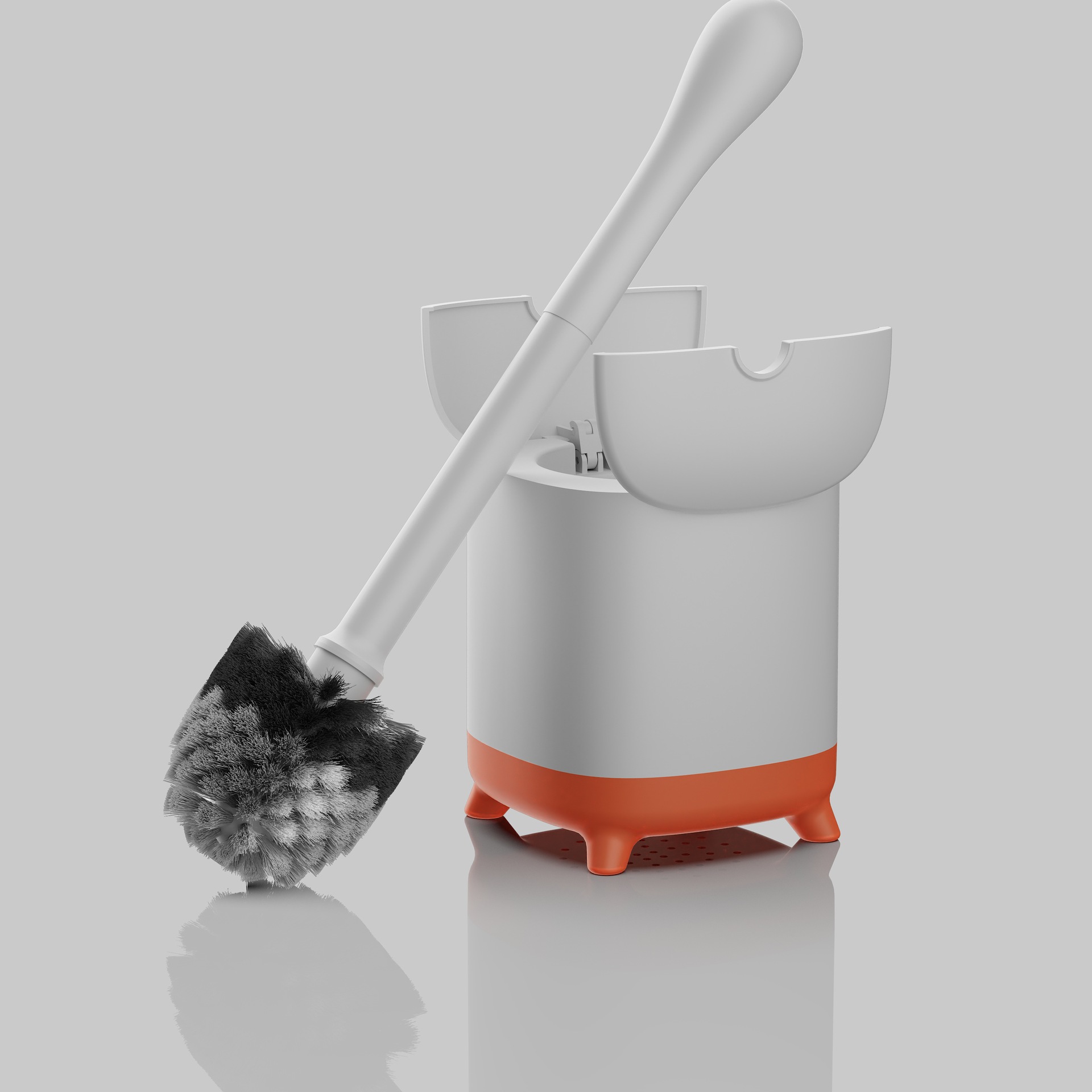 Automatic Toilet Brush Set With Base, Self-opening Plastic Brush_voghion.com