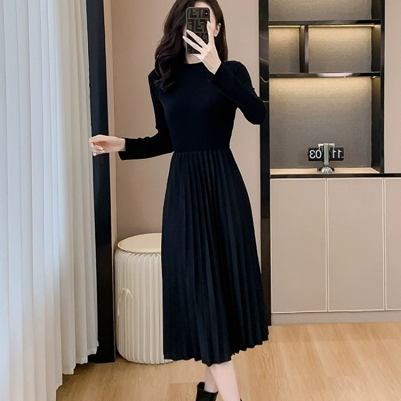 春季小香风马甲连衣裙两件套女2025秋冬季新款高级感百褶长裙套装|undefined
