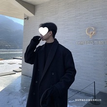 毛呢大衣男中长款秋冬英伦风衣过膝加厚风衣外套感男装