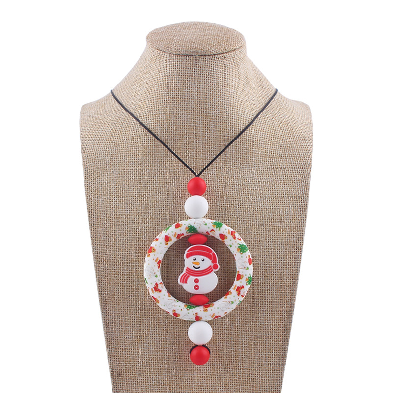 Bebé de dibujos animados de Navidad collar bebé creativo de silicona Santa Claus mordedura COLLAR COLGANTE hecho a mano