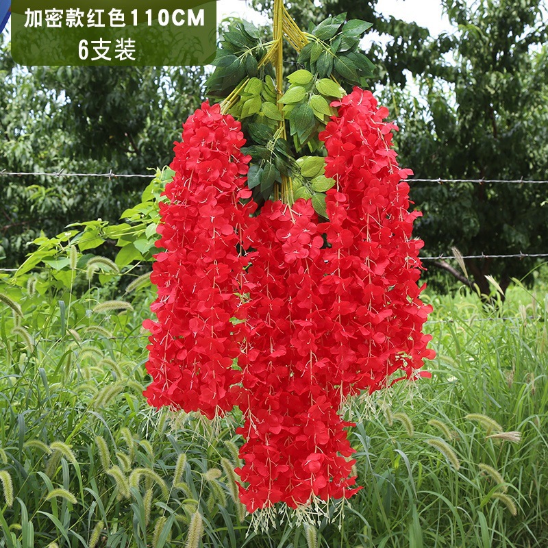 Flor de glicina de simulación al por mayor decoración flor colgante flor falsa ratán violeta techo de boda enredadera de plástico planta colgante