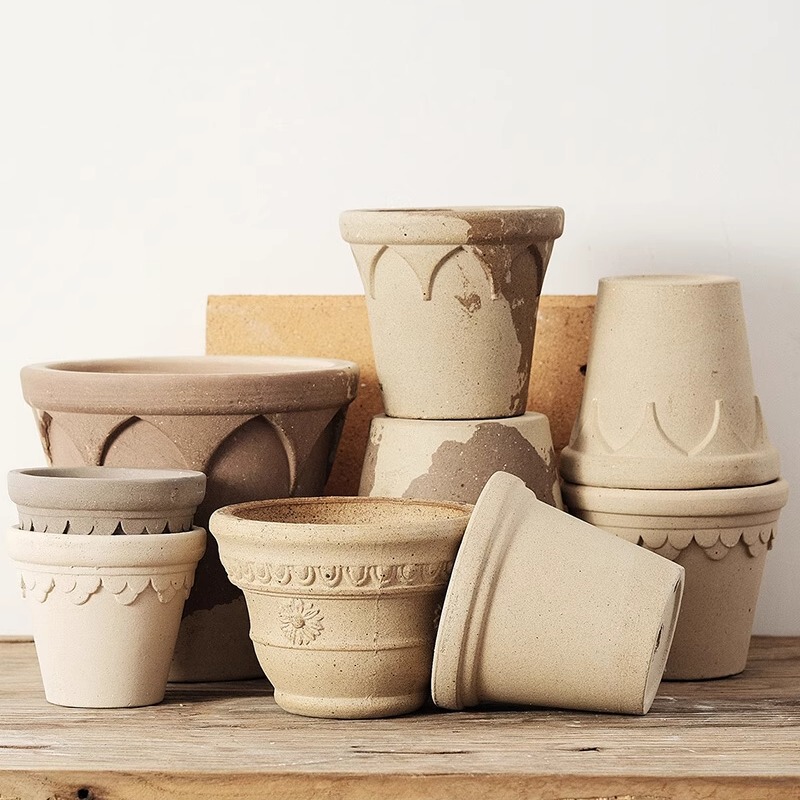 Hongyue Clay Flower Pot Phalaenopsis Pot Rough Pottery Creative Simple Breathable Home Desktop Planting Pot