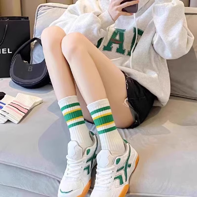 秋冬季中筒襪子女ins潮條紋運動中筒小腿長襪街頭配小白鞋鯊魚褲