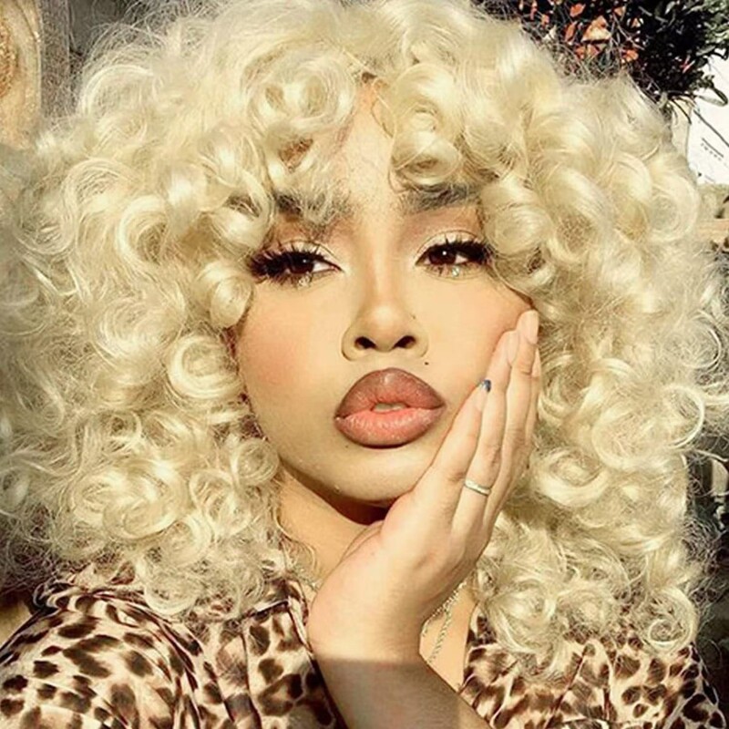 Cross-border African small roll wig female explosive head color headgear European and American fashion chemical fiber wig headgear cos wig