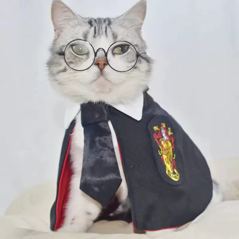 宠物哈利波特魔法披风网红斗篷刺绣春秋装狗狗披肩猫咪COS衣服潮