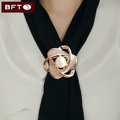 優雅簡約高檔絲巾扣水鑽三環扣奢華大氣絲巾扣環百搭職業裝絲巾夾