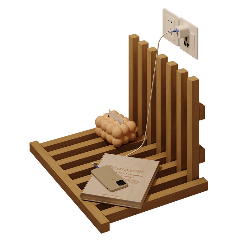 Mesita de noche suspendida dormitorio doméstico creativo estante de pared plegable mesita de noche de madera maciza