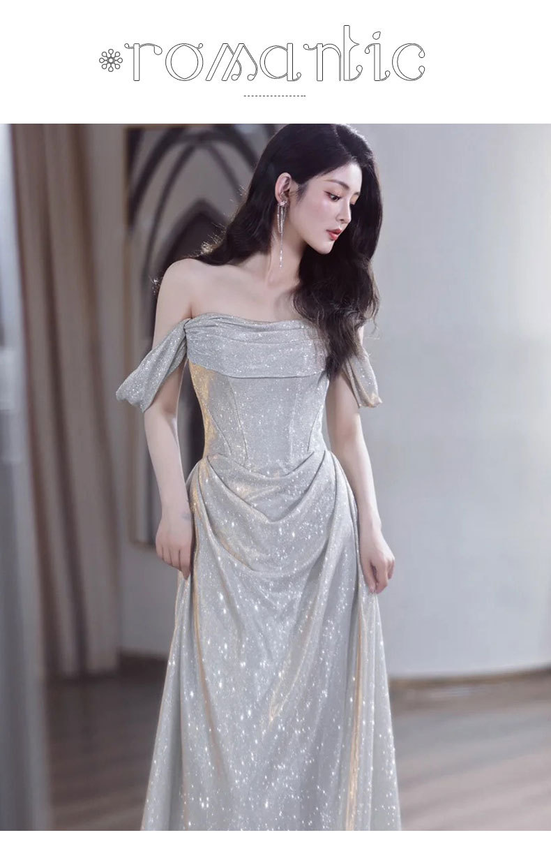 Elegant Off The Shoulder Evening Gown High-End Banquet Dress Style Super Fairy Like Luxurious Fishtail Toast Dress For Women_ecoleips.com