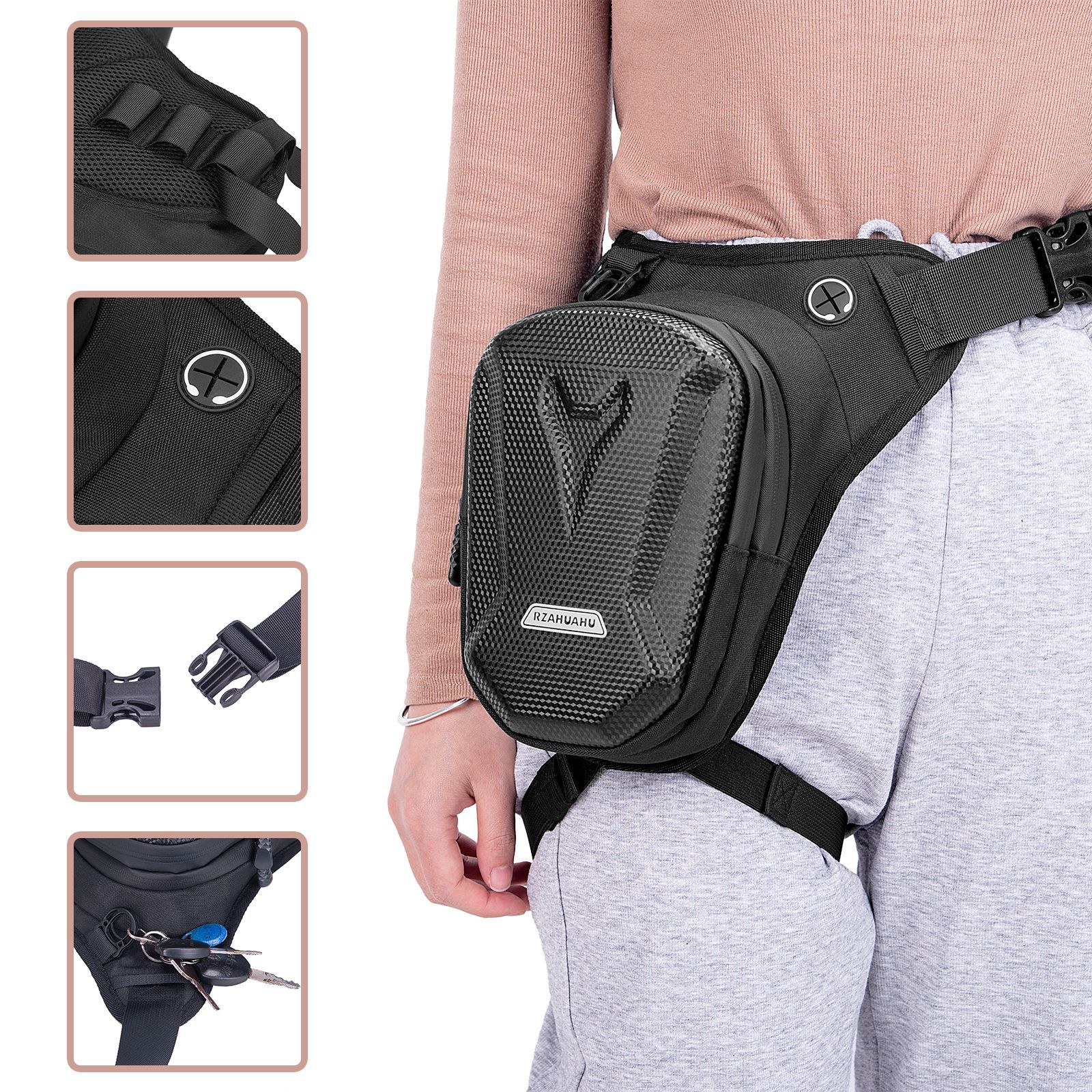 Bolso de pierna táctico para motocicleta Bolso de ciclismo diagonal al aire libre para hombre Bolsillo de polainas impermeable multifuncional para motocicleta de gran capacidad