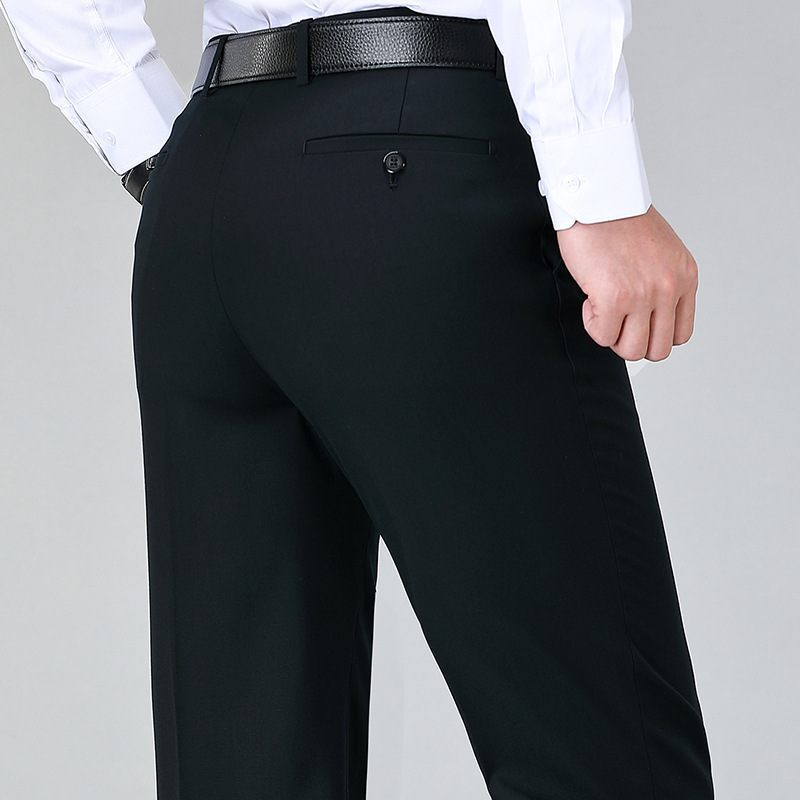 Brand Wool Men's Suit Pants Spring and Autumn New Middle-aged Sag Anti-wrinkle Mulberry Silk High Waist Straight Men's Casual Pants Brand Wool Men's Suit Pants Spring and Autumn New Middle-aged Sag Anti-wrinkle Mulberry Silk High Waist Straight Men's Casual Pants
