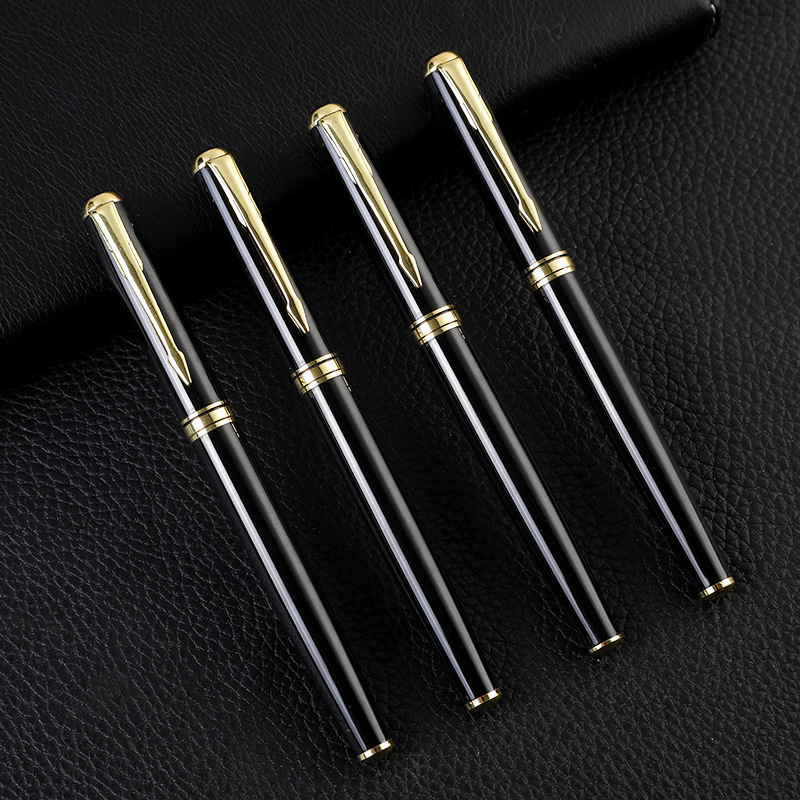 商務寶珠筆印製logo黑色金屬簽字筆廣告禮品中性筆會議辦公簽名筆