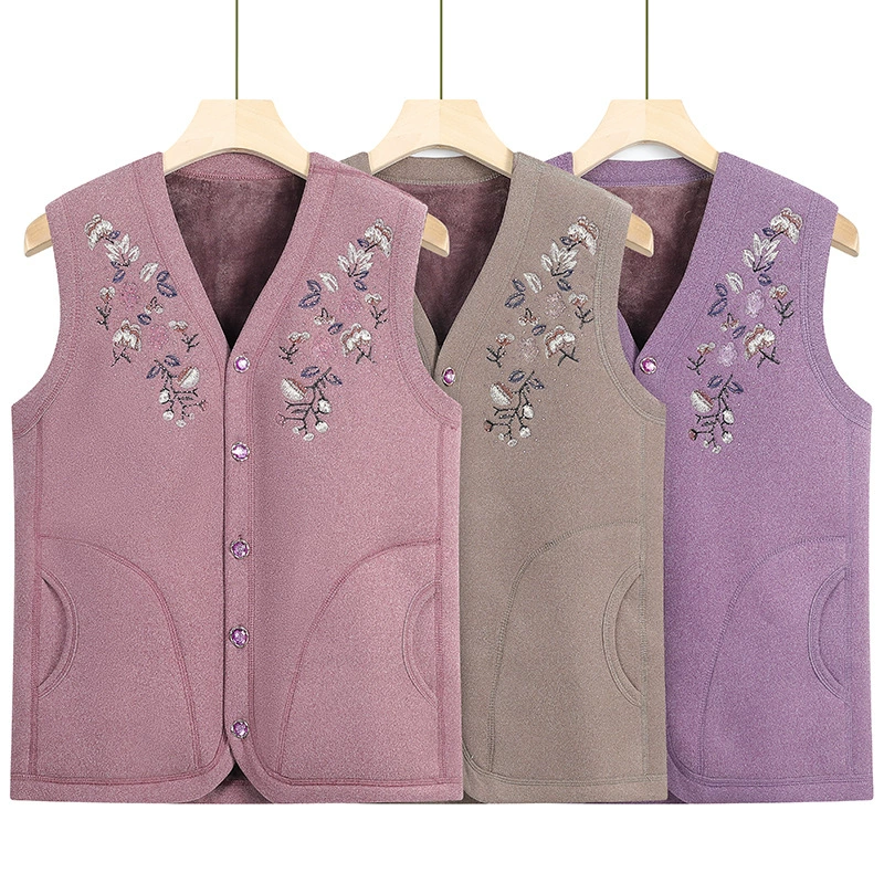 Жилет для женщин среднего возраста, осенне-зимняя одежда для матери, теплый жилет на флисовой подкладке, утолщенный жилет для старой леди, кардиган для бабушки, жилет