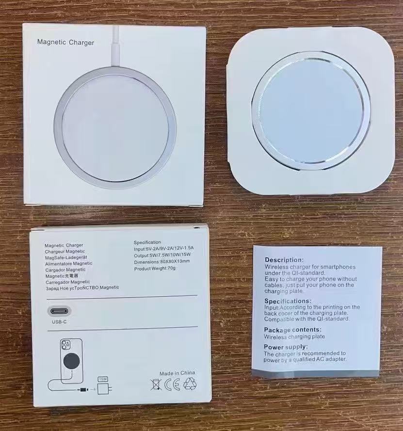Cargador inalámbrico magnético de disco i12 Magsafe15W cargador inalámbrico magnético de carga inalámbrica